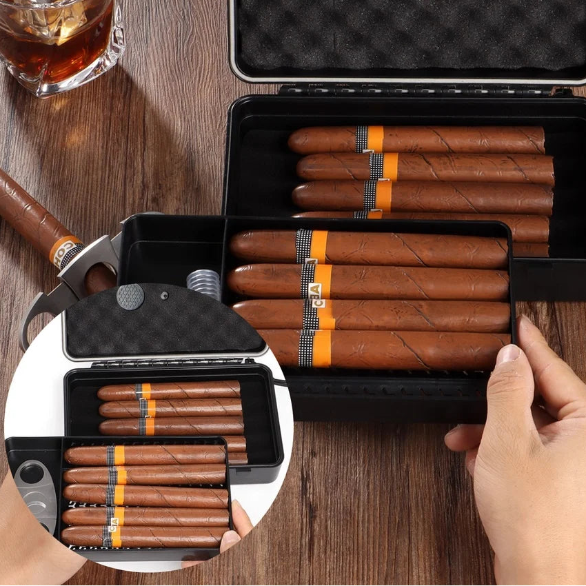 Humidor de viaje con higrómetro