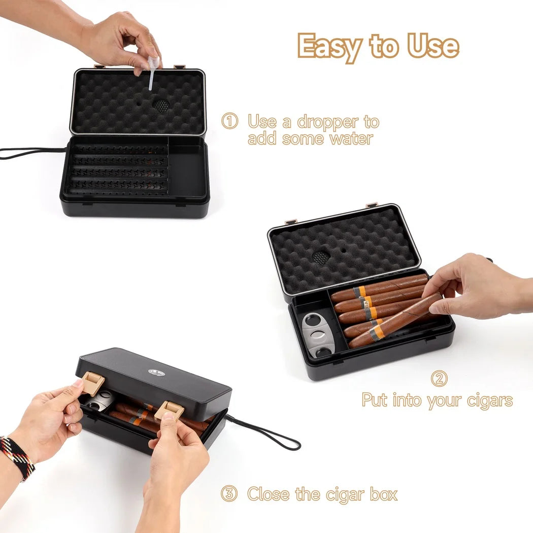 Humidor de viaje con higrómetro